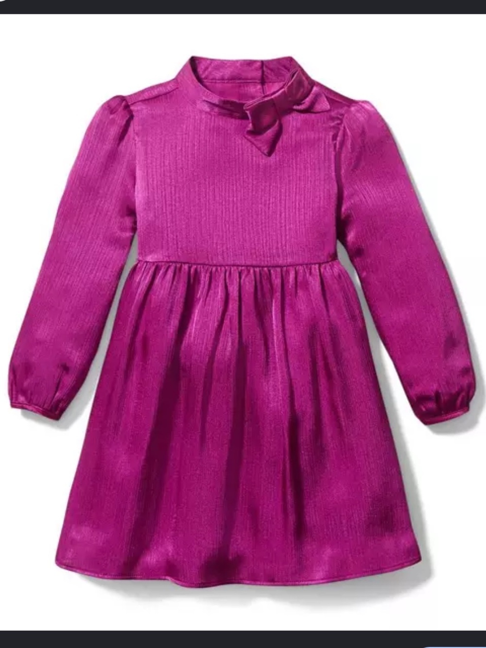 Janie and Jack Fuchsia Bow Mock Neck Long Sleeve Dress